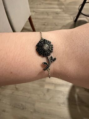 COACH Black Crystal Flower Bracelet - Women's Jewelry